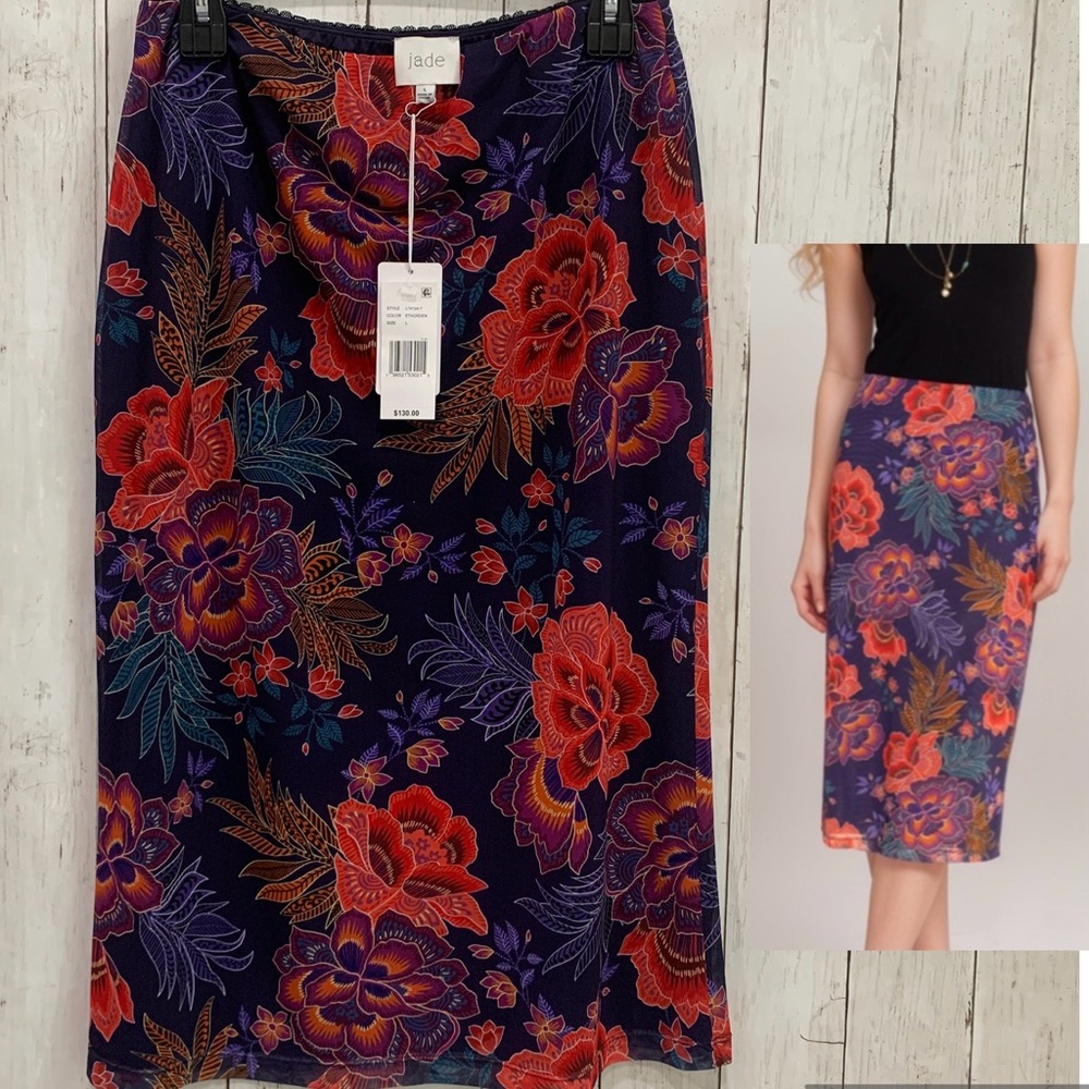 Johnny Was Jade Women’s Size L Lizandrea Mesh Midi Skirt Etta’s Garden NWT